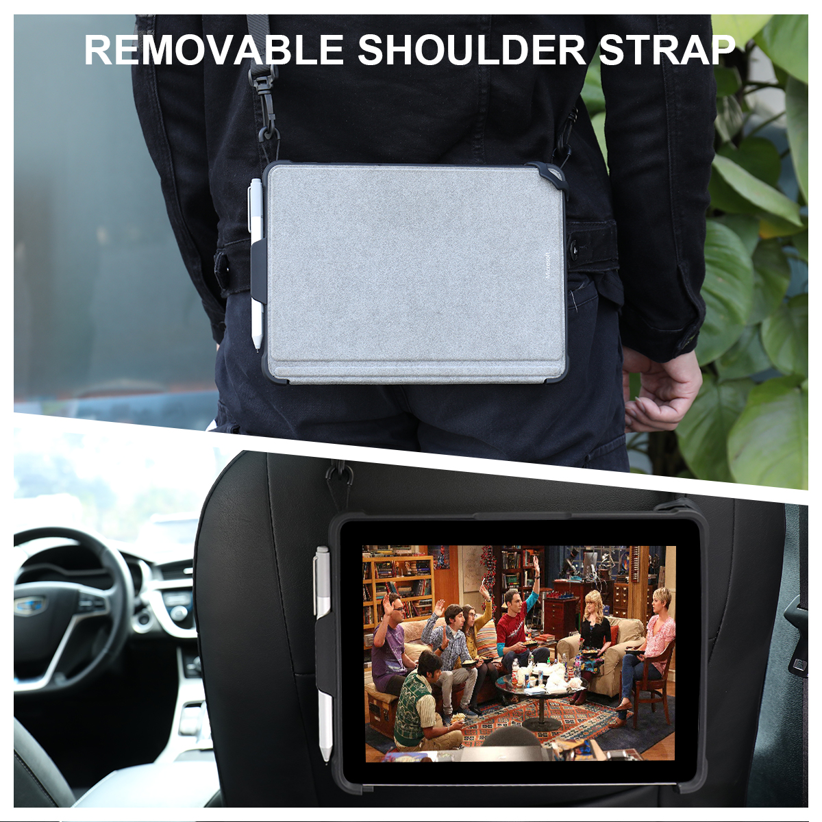TPU Tablet Case For Microsoft Surface Go3/2/1 with Pen Holder & Hand Strap & Shoulder strap